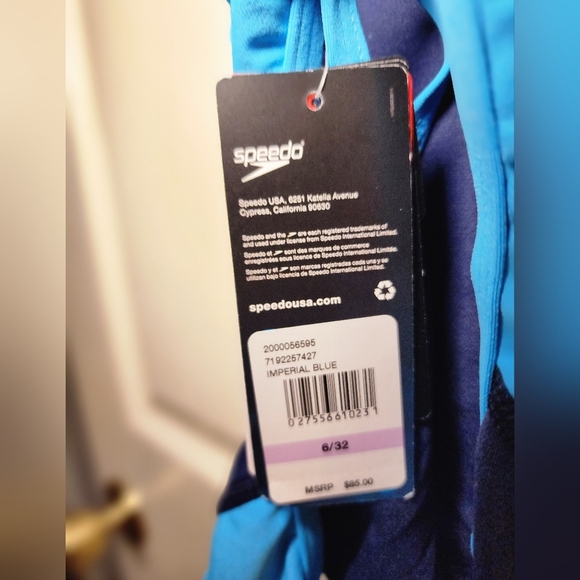 Speedo Black and Blue Women's One Piece Swimsuit - Picture 5 of 5